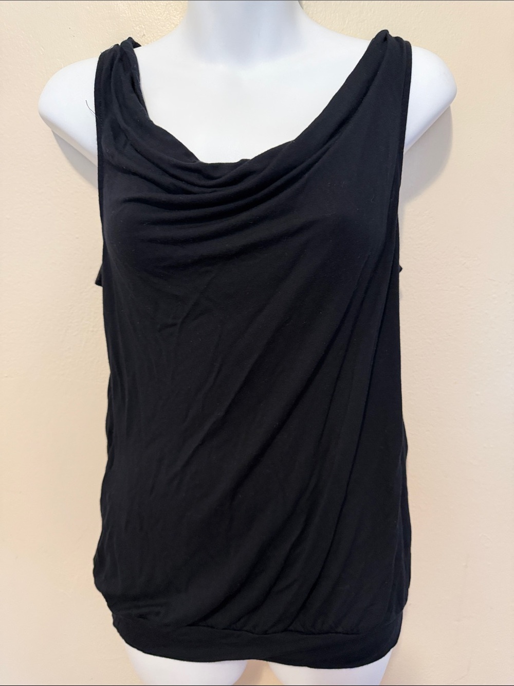 Express Black Draped Cowl Neck Tank